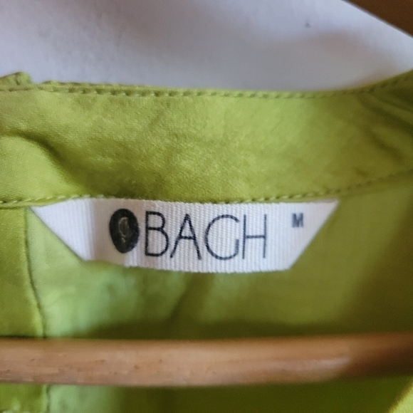 BAGH Short Sleeve Shirt Blouse Back Fabric Covered Buttons Green Medium - Picture 2 of 9